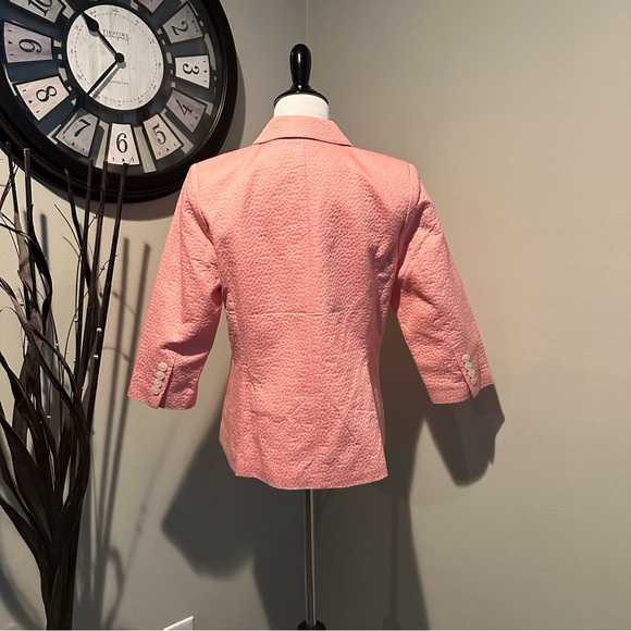 Isaac Mizrahi Live Light Coral Peach Pink 3/4 Sleeve Cotton Blazer Jacket Size 8 - Picture 2 of 7
